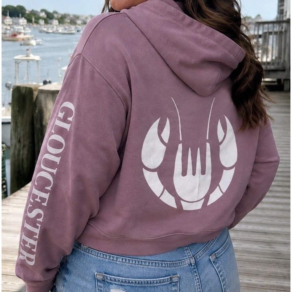 Cropped Coastal Preppy Lobstercore Logo Hoodie Sweatshirt  XL New England Pastel